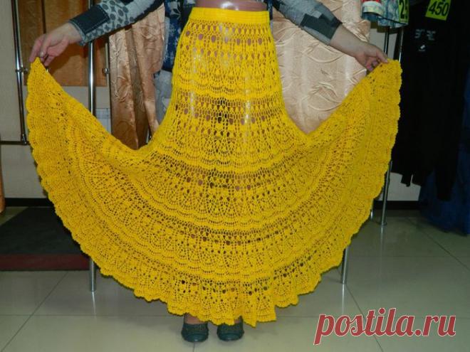 Желтая юбка крючком.