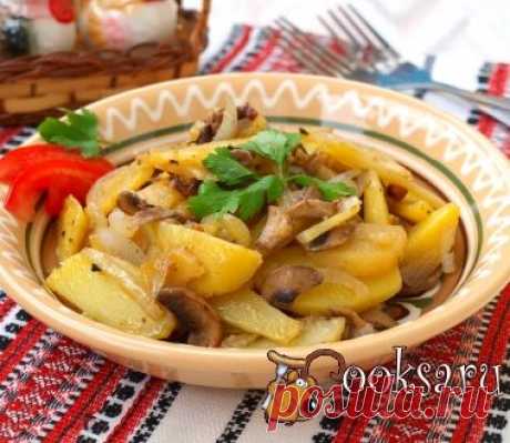 Жареный картофель с шампиньонами фото рецепт приготовления