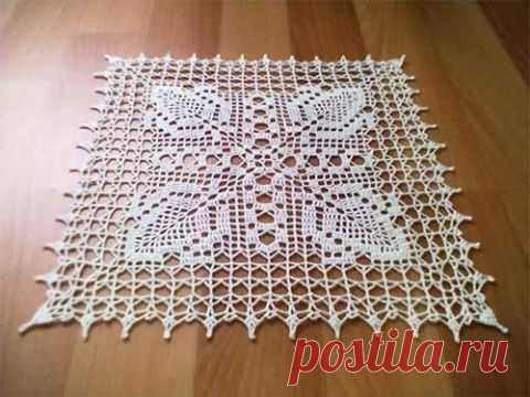 Квадратная салфетка с цветами | Искусница