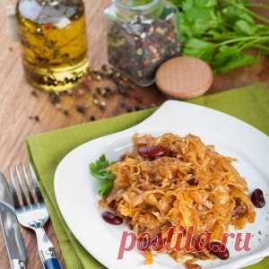 Фасоль с капустой в казане