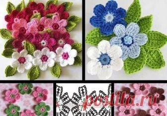 Цветы вязанные крючком со схемами и описанием Вязаные крючком цветы могут быть и маленькими, и большими