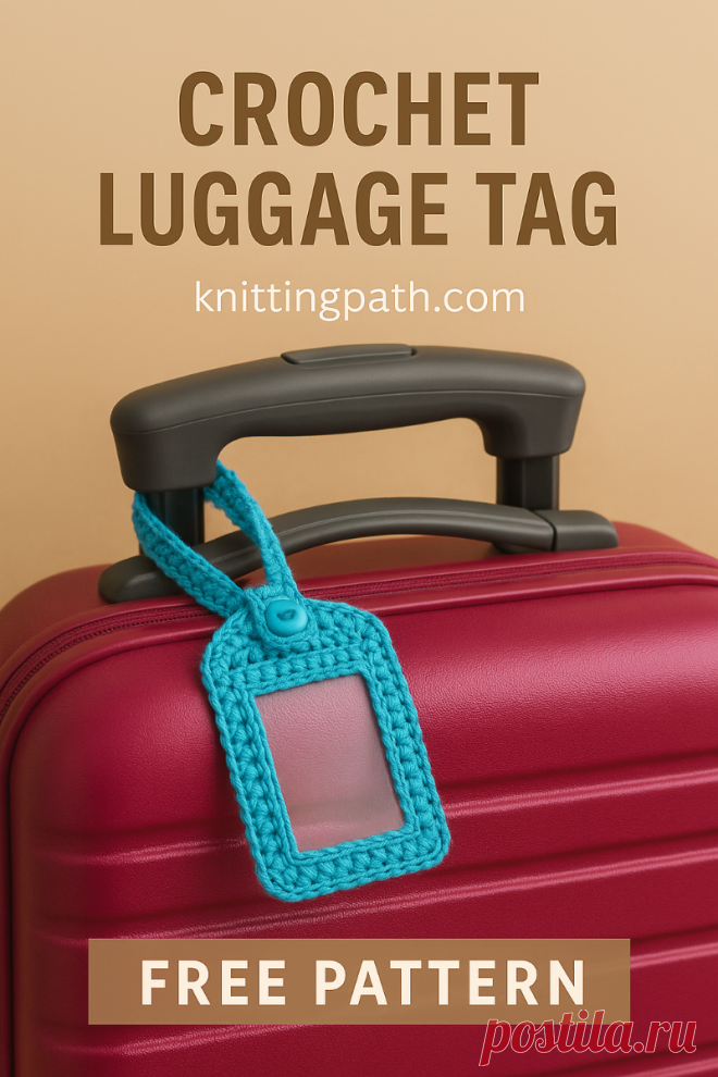Crochet Luggage Tag with Window Pocket