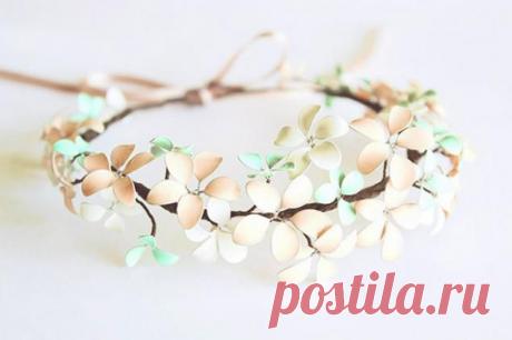 Венок из весенних цветов или вторая жизнь лаков для ногтей. - Ярмарка Мастеров - ручная работа, handmade