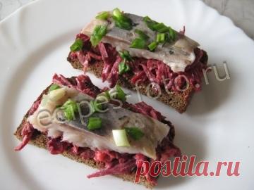 Вкусные бутерброды с селедкой и свеклой на черном хлебе. Простой рецепт с фото на праздник