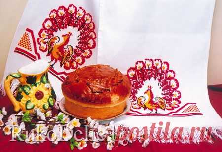 Полотенце со стилизованной птичкой, вышитой крестом :: Рушники :: Вышивка крестиком :: RukoDelie.by