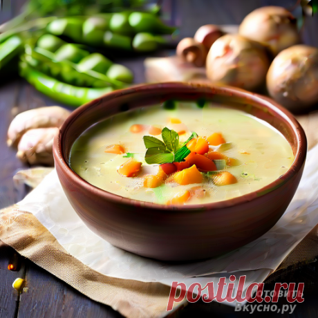 Гороховый суп с картофелем на курином бульоне - рецепт для вкусного обеда Представляем вам рецепт горохового супа с картофелем на курином бульоне, который станет идеальным выбором для вкусного обеда. Этот суп готовится очень просто и быстро, а результат порадует вас своим насыщенным вкусом и ароматом. Картофель и горох - это идеальное сочетание, которое добавляет блюду