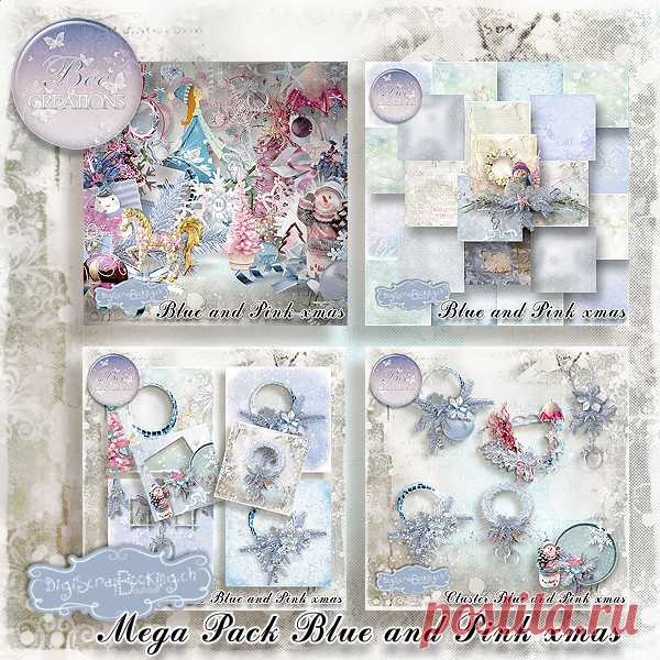 Нежный зимний скрап-набор "Blue And Pink Xmas"