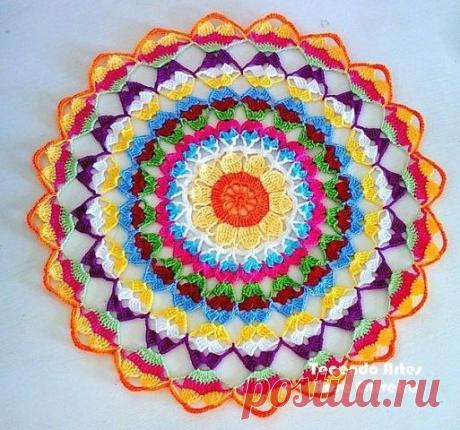 Яркая салфетка (Вязание крючком) | Журнал Вдохновение Рукодельницы