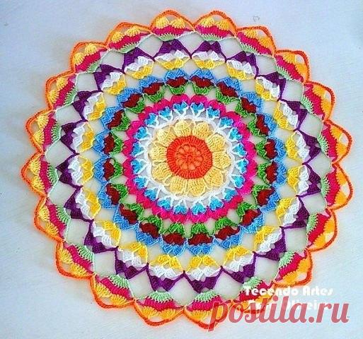 Яркая салфетка (Вязание крючком) | Журнал Вдохновение Рукодельницы
