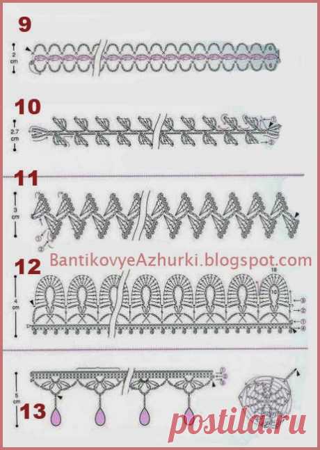 BantikovyeAzhurki.blogspot.com: Обвязка края, кружево, тесьма крючком (часть 2).
