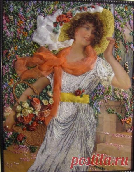 ИДЕИ ПО ВЫШИВКЕ ЛЕНТАМИ из интернета. Часть 1