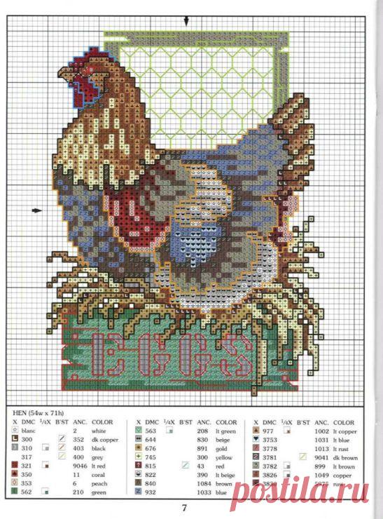 (637) Cross stitch chicken. | Plastic canvass
