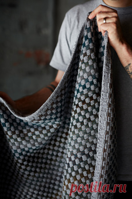 Squaropolis pattern by Maxim Cyr 
The Squaropolis shawl features an easy to memorize slip stitch pattern which means that you use only one strand of yarn per row (Yay!). The pattern included written instructions and a chart. Happy knitting!
