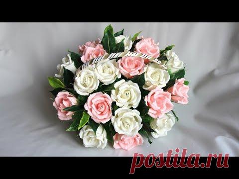 Мастер класс. Букет из конфет Корзина с розами своими руками