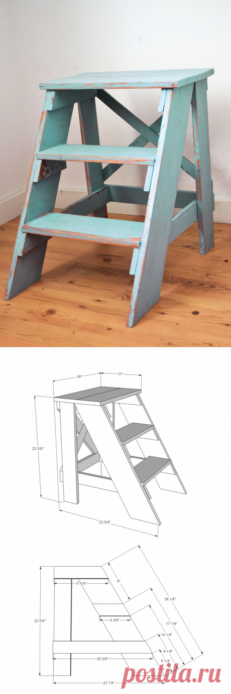 Vintage X Back Step Stool End Table | Ana White