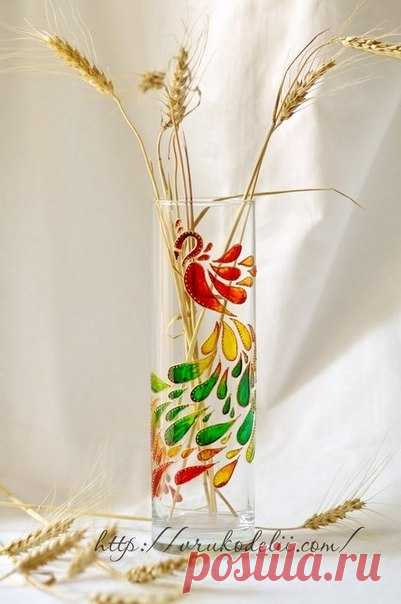 Роспись вазы в «витражной» технике: ваза «Жар Птица» - Рисунки - Фабрика идей - Женское хобби