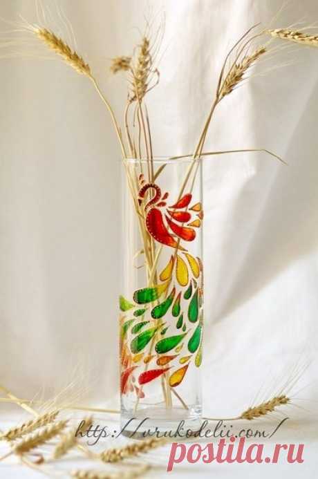 Роспись вазы в «витражной» технике: ваза «Жар Птица» - Рисунки - Фабрика идей - Женское хобби