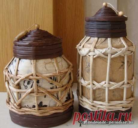 Фонарик из банки и газетных трубочек