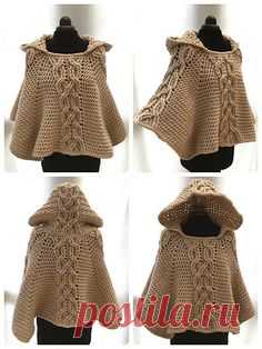 Crochet this chunky and warm poncho with decorative twist…