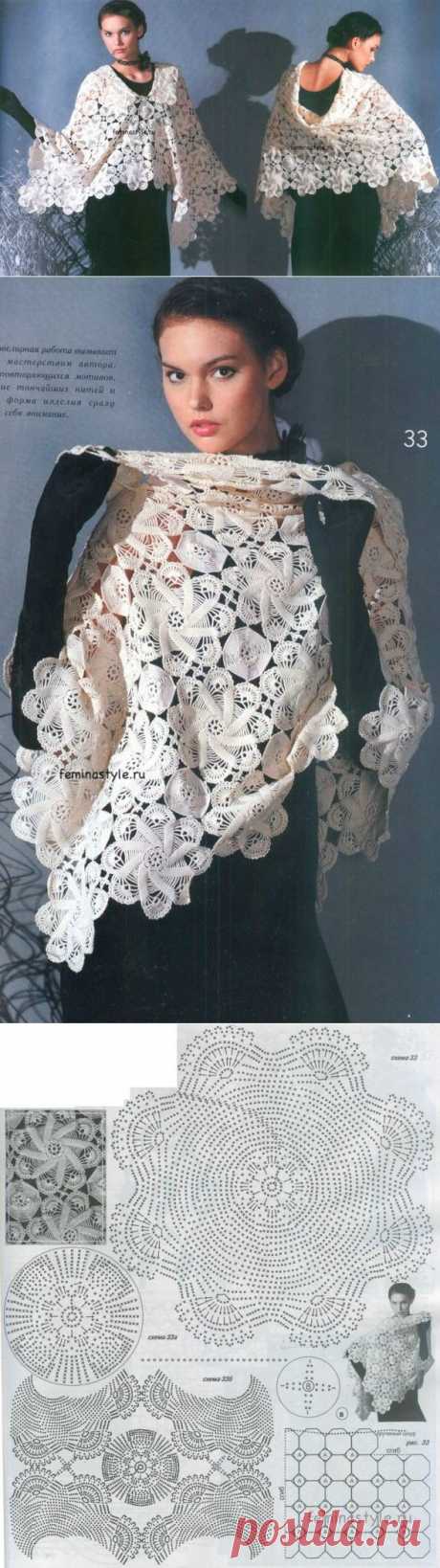 Накидка цвета экрю связанная крючком / Рукоделие / Домоводство / Женские секреты / Женский стиль