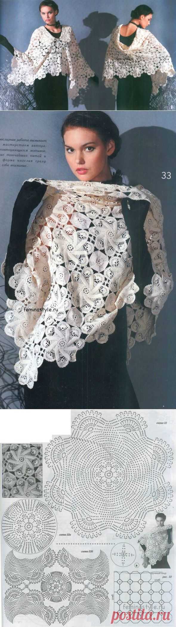 Накидка цвета экрю связанная крючком / Рукоделие / Домоводство / Женские секреты / Женский стиль