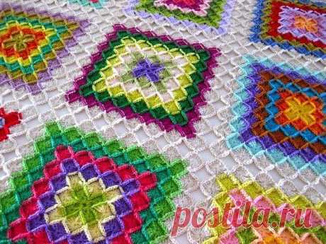 Интересный плед (Вязание крючком) | Журнал Вдохновение Рукодельницы