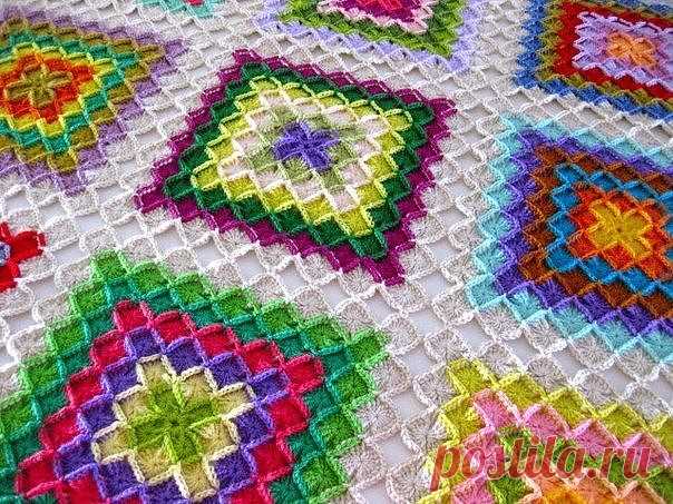 Интересный плед (Вязание крючком) | Журнал Вдохновение Рукодельницы