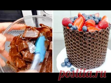 Simple CHOCOLATE Decoration Cake - MICROWAVE Chocolate Melting by CakesStepbyStep