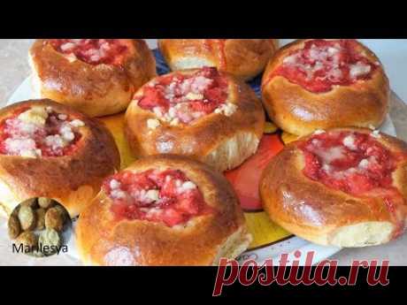 БУЛОЧКИ С ЯГОДАМИ, Ватрушки с клубникой,Strawberry Buns - YouTube
