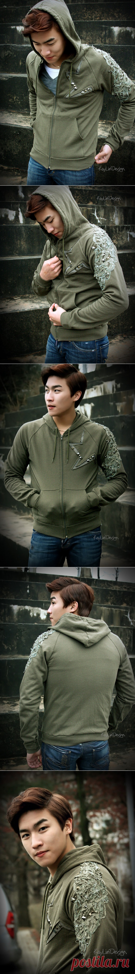 Re-constructed Men's Hoodie / Zip up hoodie / Hooded by KayLim