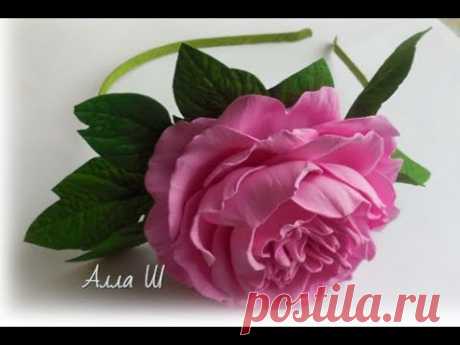 МК Пион из фоамирана на ободке для начинающих, простая сборка цветка с плоским основанием.