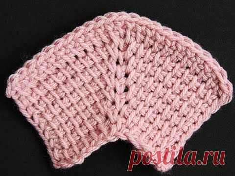 Вязание регланной линии тунисским вязанием.