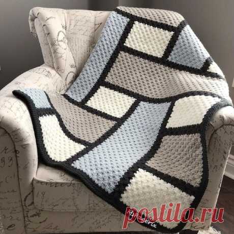 Плед в технике "из угла в угол". Крючком. Схемы. / knittingideas.ru