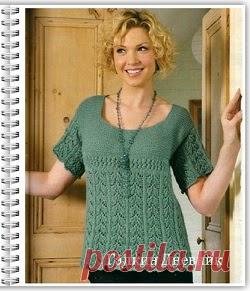 Простая летняя кофточка спицами Простая женская кофточка связанная спицами. Модель очень простая. Прекрасный вариант для начинающих рукодельниц.