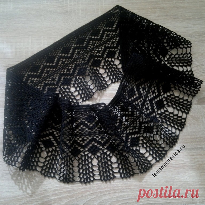 КРАСИВАЯ ВЯЗАНАЯ КАЙМА. КАЙМА КРЮЧКОМ, СХЕМА

Слова автора: Хочу поделиться схемой каймы с вами. Очень классная, стильная кайма, связанная крючком. Я вязала ее для черного платья, которое необходимо было удлинить. Ну а вообще, вариантов использования вязаной каймы очень много. Фантазируйте!
Схему, представленную выше, я меняла в процессе вязания (добавила рисунок в обе стороны по ширине, чтобы добиться необходимого размера). В общем, экспериментируйте под желаемую ширину, ...