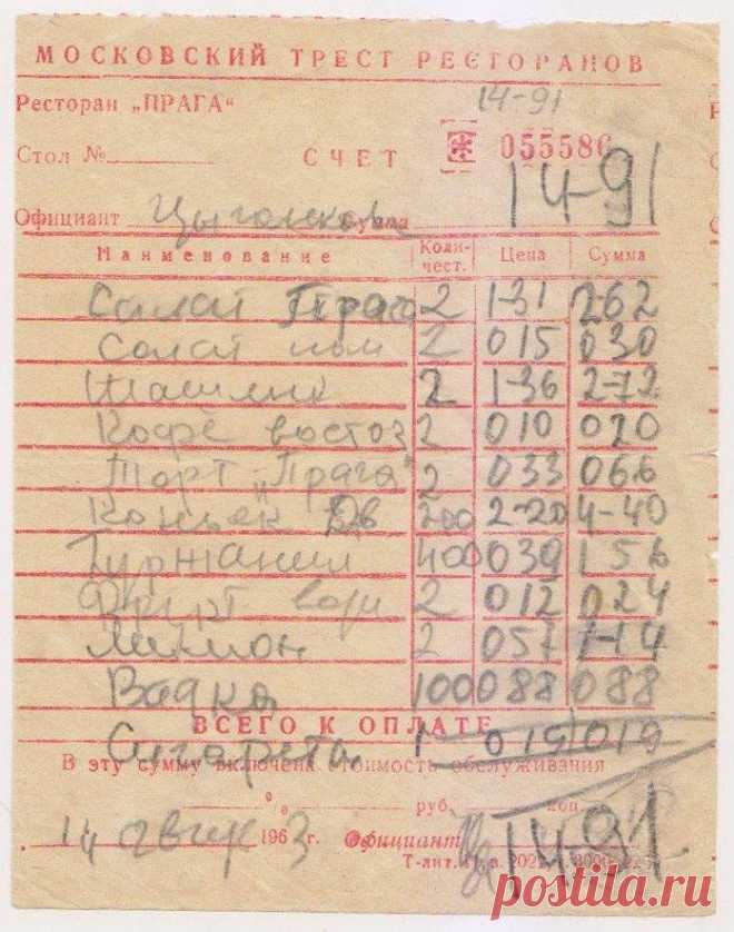 О еде. Счёт в ресторане 