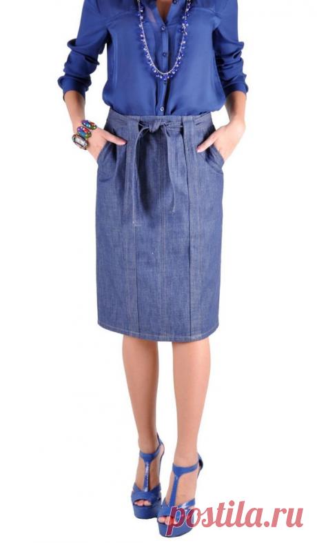 (1) Pencil Knot Denim Skirt # KN-0454