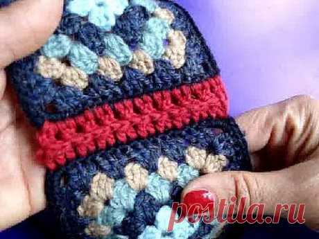▶ Вязание крючком Урок 235 Соединение мотивов 5 join crochet motifs - YouTube