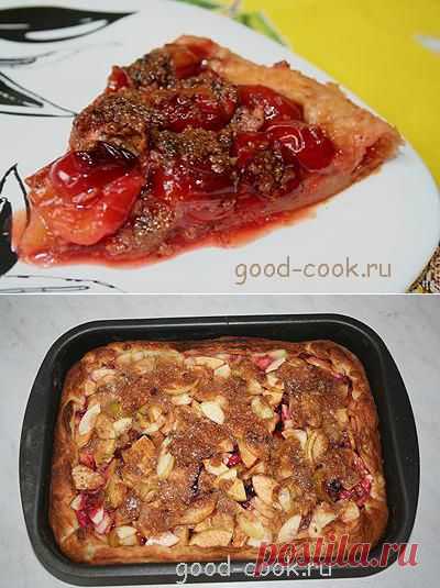 Хорошая кухня - слоеный пирог со сливами в карамельной заливке. Кулинарная книга рецептов. Салаты, выпечка.