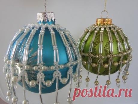 Новогодние шары из бисера: варианты декора своими руками
