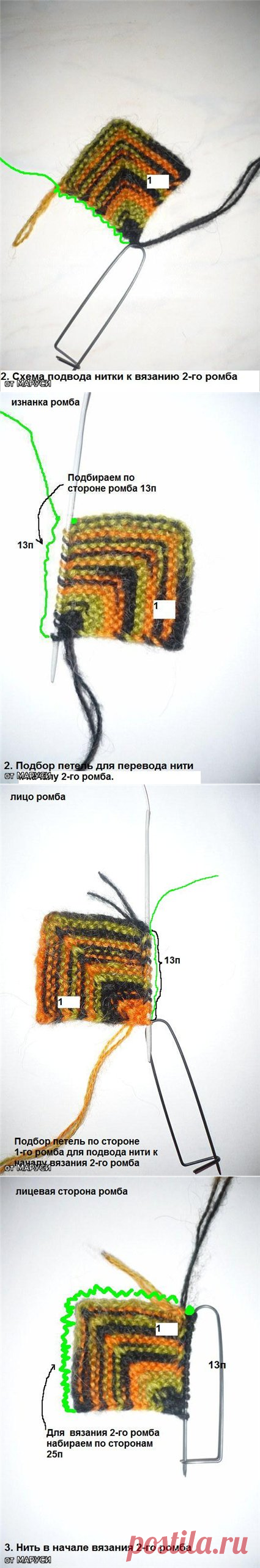 Варежки спицами в технике пэчворк с МК