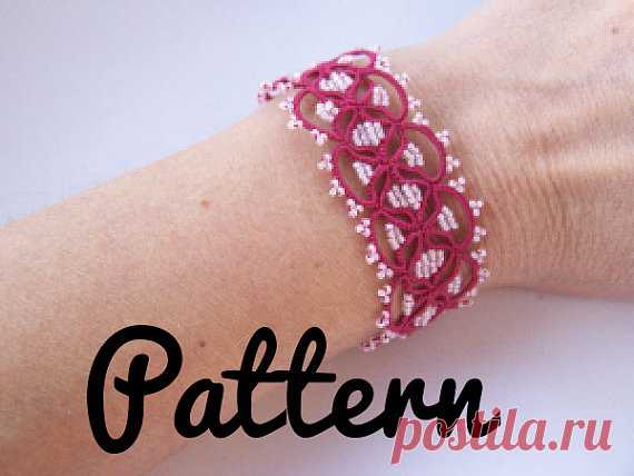 Bracelet tatting pattern cuff shuttle tatting pattern or needle tatting pattern - shuttle tatting tutorial included DIY frivolite pattern You must know the basics of tatting in order to follow this pattern bracelet in tatting because it does not contain the basic instructions of tatting. You should also remember to insert beads on a chain. However, this model contains explanations photos for everything else.  The file contains: - Instructions in French and English, - The l...