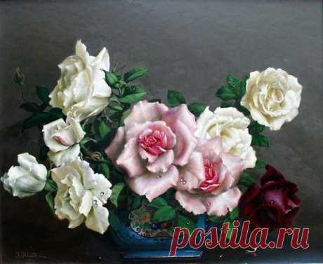 Irene Klestova (Russian, 1908-1989). Винтажные розы....