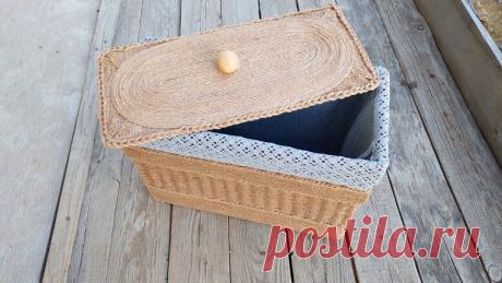 Из джутового шпагата получился отличный плетеный короб для хранения. Видео-мастер-класс. | Юлия Жданова | Яндекс Дзен