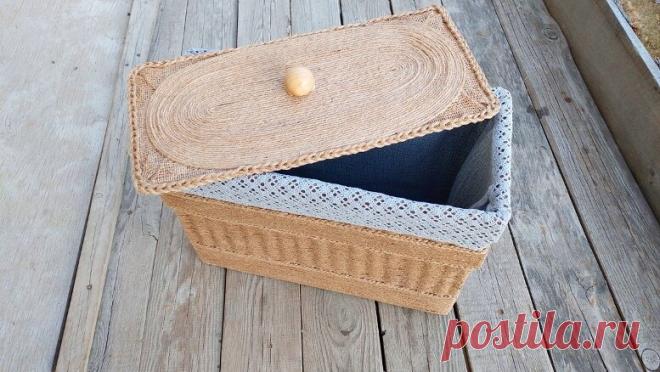 Из джутового шпагата получился отличный плетеный короб для хранения. Видео-мастер-класс. | Юлия Жданова | Яндекс Дзен