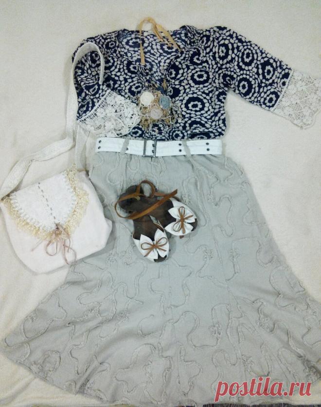 Образ в стиле бохо-эко. Дизайнерская юбка, сумка и колье ручной работы и блузка с кружевами, вязаными крючком. | Мой мир в стиле бохо | Яндекс Дзен