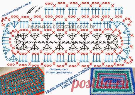 EU TAMBÉM CROCHETO...: Dois Tapetes Retangulares em Trapilho/Ponto Bloco