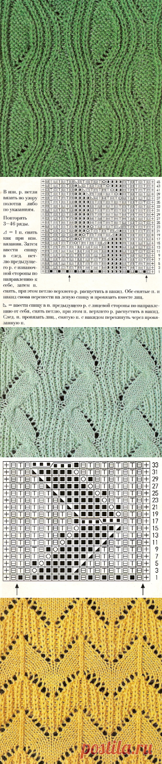 Коллекция схем патентных резинок спицами. Часть 2