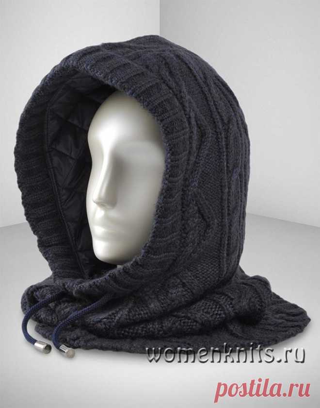 Красивый мужской снуд — капюшон спицами
Описание: http://womanknits.ru/vyazanie-dlya-muzhchin/shapki-sharfy/krasivyj-muzhskoj-snud-kapyushon-spicami