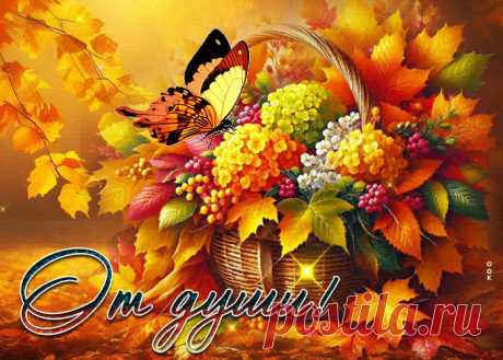 Лучезарная гиф-открытка с красивой корзиной цветов для тебя